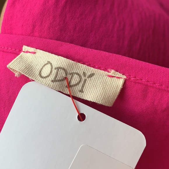NWT ODDY hot pink looking back ruffle sleeve top sz S lightweight summer staple - Picture 7 of 7